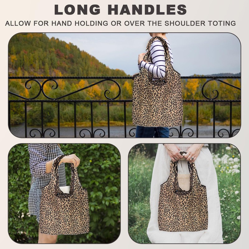 UILYNIU 3 Pack Large Lightweight Foldable Reusable Shopping Bag (Brown)