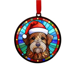 Image Industry Welsh Terrier in Santa Hat Suncatcher Decoration - Christmas Tree Bauble - Dog Lovers - Stocking Filler - Baubles