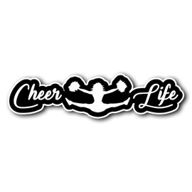 AzQuest Cheer Life Cheerleading Pom Poms X Jump Vinyl Decal Sticker Cute Car Decal, Stickers for Cars, Truck, Van, Laptop, and Window | 5.5 inches | AZQ 664