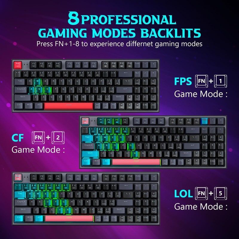 Redragon Mechanical Keyboard, Wired Gaming Keyboard with 94 Keys, Programmable