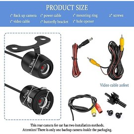 Cámara de respaldo para coche, visión nocturna HD impermeable, cámara inversa con 2 perfiles de instalación, esencial para el coche, cámara de visión