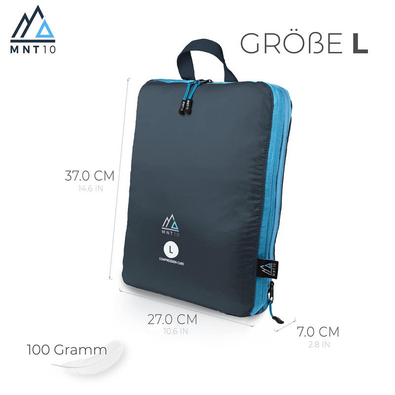 MNT10 Packing Bags with Compression S, M, L, XL, Blue,