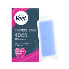 Veet Professional Hassas Ciltler İçin Ağda Bandı, Bacak ve Vücut Bölgesi, 40'lı Süper Fırsat Paketi