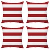 TAOSON Dark Red Striped Outdoor Throw Pillow Covers 18x18 Inch,Set