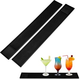 2Pcs Bar Mats for Countertop - Bar Mats for Bartending for Home Bar - 24" x 3" Non-Slip Rubber Coffee Mat, Service Spill Mat, Bartender Accessories