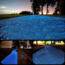 9.7Lbs 2000Pcs Glow in The Dark Stones Garden Pebbles Rocks Indoor Outdoor Decor Luminous Stone for Walkways Driveway Yard Grass Fish Tank Large Bag