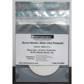 Boron Nitride, Wafer (Hot Pressed), 60mm Dia. x 0.5mm Thickness, 99.9% (Metals Basis), 4g