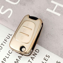 Baisirui Car Key Case Compatible with Hyundai Kia i10 i20 i30 ix20 ix35 Ceed Soul Sportage Venga TPU Cover Key Case Protective Car Key Accessories (Z-Golden)