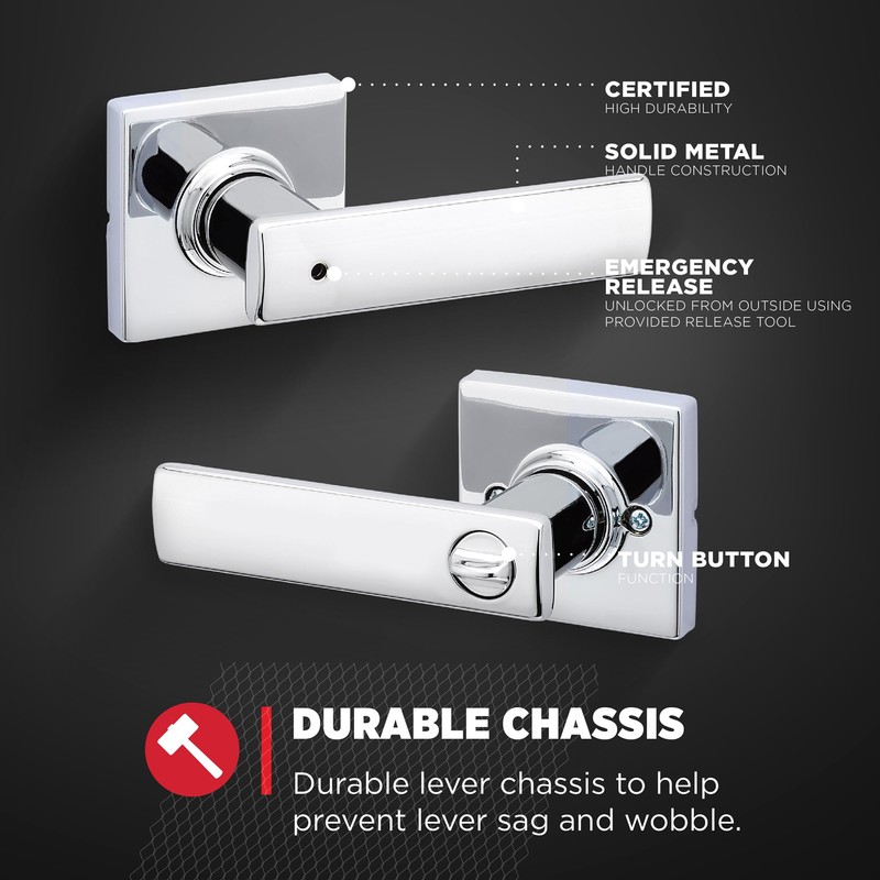 Kwikset Breton Interior Privacy Door Handle with Lock, Door Lever