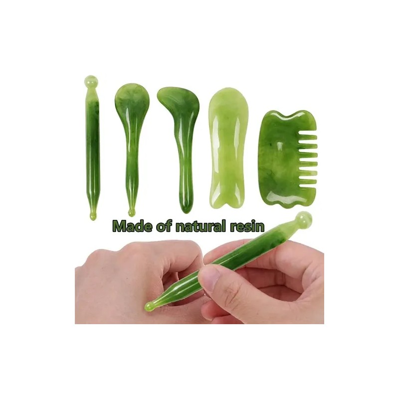Rodillo Masaje Facial Gua Sha De Jade Antienvejecimiento Kit