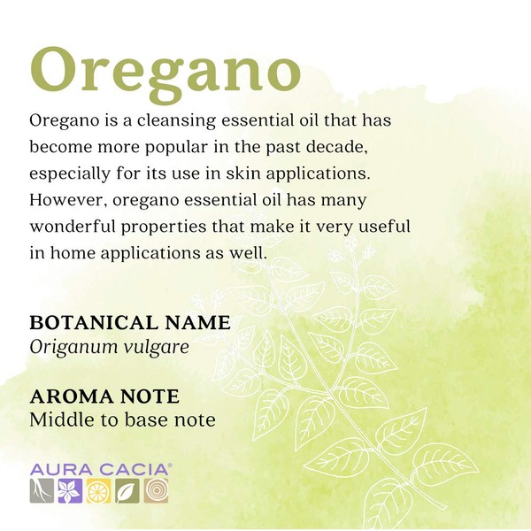 Aura Cacia 100% Pure Oregano Essential Oil | GC/MS Tested for Purity | 15 ml (0.5 fl. oz.) | Origanum vulgare