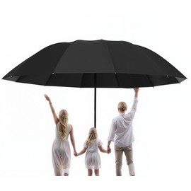 Meichoon Upgrade Super Large Size Umbrella for 3-4 Person Enhanced 12 Rib Waterproof Windproof Lightweight Durable Auto Open/Close Sunshade UV Protection for Sunny & Rainy Days Travel Business Black