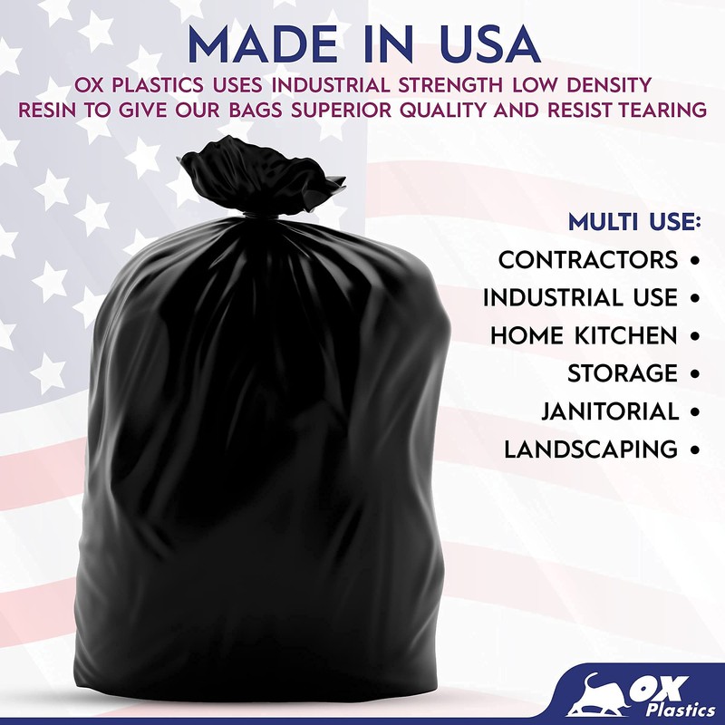 55 Gallon Trash Bags Heavy Duty – Large Black Contractor