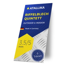 ATALLIKA Checker Plate Aluminium Quintett [300 x 300 mm, 2/3.5 mm] - Aluminium Sheet with 5 Tear Structure [Non-Slip & Weatherproof] for Outdoor and Indoor Use - Precise Sheet Metal Cut from Germany