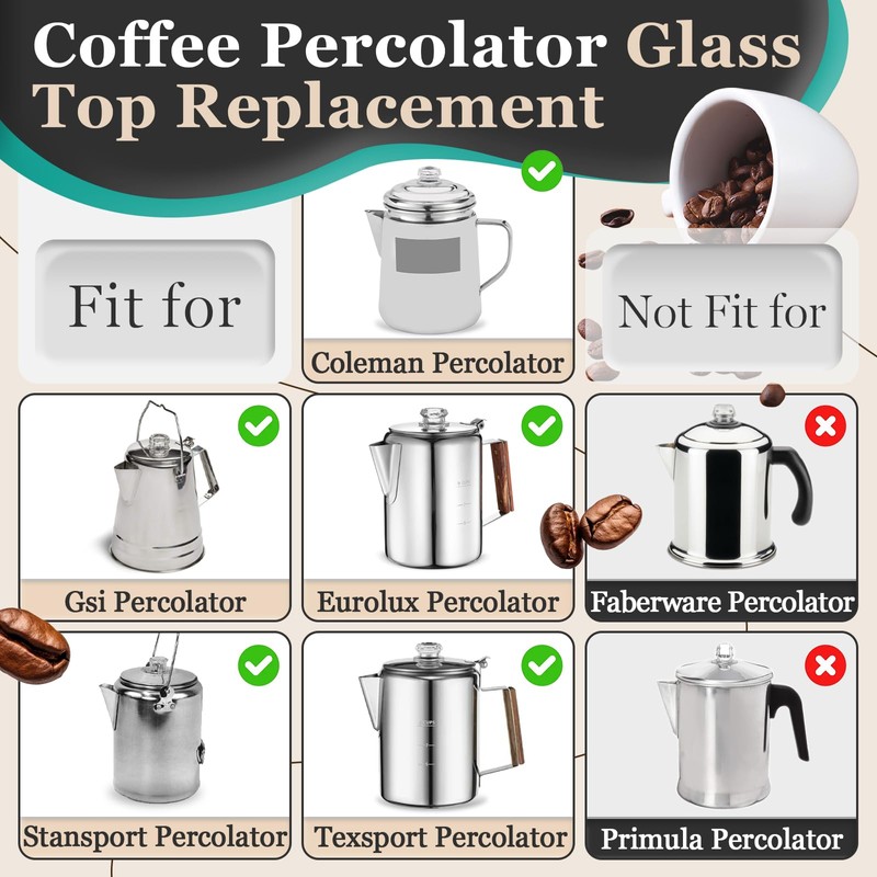 4Pcs Coffee Percolator Glass Top Replacement - Percolator Glass Top