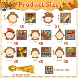 BeYumi 40Pcs Fall Scarecrow Head Craft Kit DIY Scarecrow Craft Autumn Thanksgiving Art Craft Make Your Own Scarecrow Head Set Home Classroom Game Activities Art Supplies Decor for Kindergarten Kids