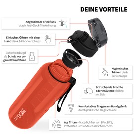 720°Dgree uberBottle Water Bottle, crystalClear Sports Bottle with Sieve, BPA-Free, for Sports, Gym, Fitness, Outdoors, Hiking, Made of Tritan, Lightweight, Shockproof, Reusable – 1.5 L