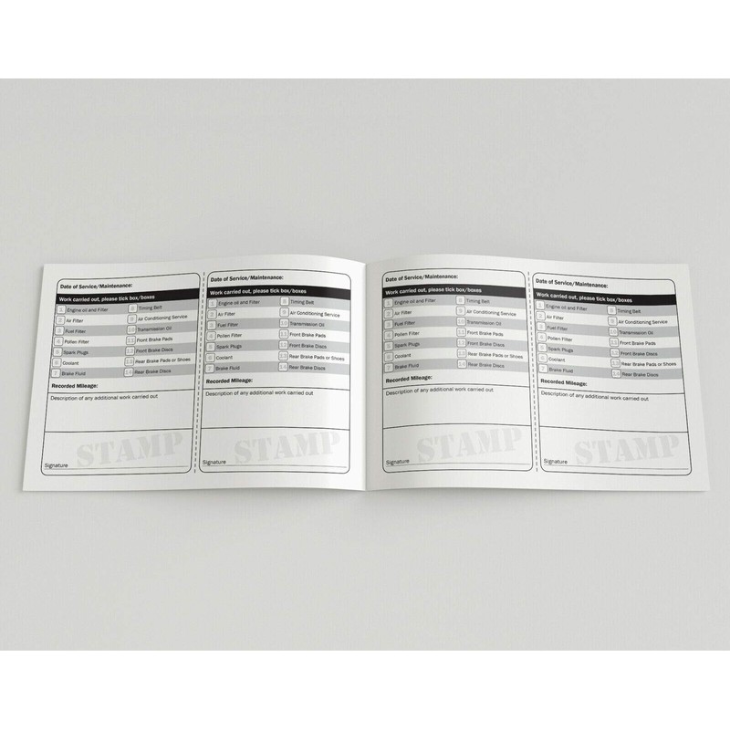 Blank Service History Book - Car Van Maintenance Replacement Vehicle