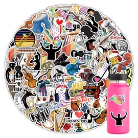 Orchestral Music Stickers 100 Pack Laptop Stickers,Vinyl Waterproof Stickers for Water Bottles Skateboard Scrapbook Bike Computer,Phone,-Graffiti Stickers Pack for Teens Girls Kids Adults(Musical Instrument)