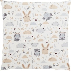 Children's Cushion Cover Decorative Patterned 40 x 40 cm, Baby Toddler Cushion Covers for Prams, Organic Cotton Pillowcase with Zip (1 Pack)