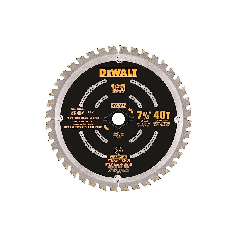 DEWALT Circular Saw Blade, 7 1/4 Inch, 40 Tooth, Composite