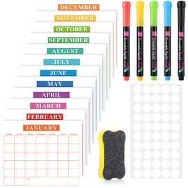 AmazingSpark 12 Pcs 2025-2026 Undated Wall Calendar Set 21" x 17" Large Reusable Dry Erase Calendar with Dry Eraser and Markers 12 Month Laminated Blank Yearly Planner Gift for Office Home Classroom