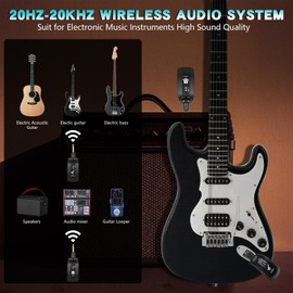 V6 UHF Wireless Guitar Transmitter Receiver System Rechargeable, 24-bit/48KHz Audio, 164FT Range, 45 Channels,Low Latency <0.04ms for Electric Guitar&Bass Clean Wireless Audio for MUSIC&BASS GUITARS