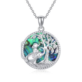 MEIDERBO Elephant Locket Necklace 925 Sterling Silver Tree of Life Pendant That Holds Pictures Elephant Photo Jewelry Gifts for Women Mom Daughter Birthday
