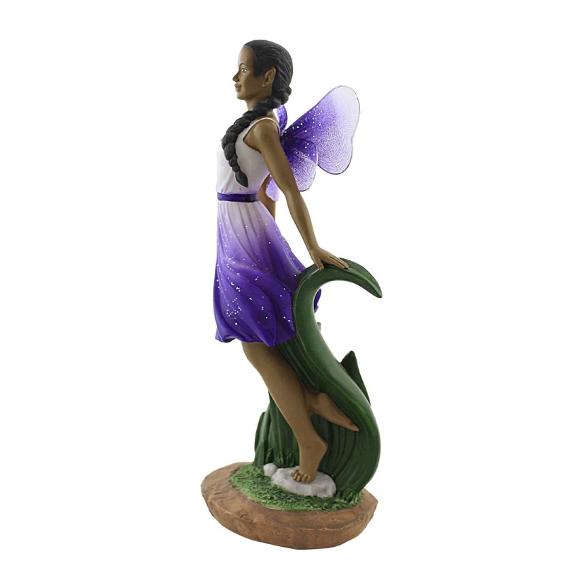 United Treasures Ebony 9.5" Fairy Flying in Purple Figurine, Hand-Painted
