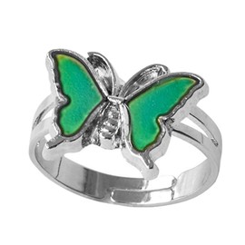 ODETOJOY 1pc Butterfly Color Change Mood Ring Vintage Retro Emotion Feeling Changeable Ring Temperature Control Jewelry