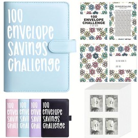 100 Envelope Saving Challenged Binder, Budget Binder, Money Saving Challenge Book, Saving Challenge Notebook, Money Organizer, Budget Planner Book for Budgeting,Birthday Gifts:_Blue