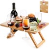 Youeon Portable Wine Picnic Table with 5 Wine Glasses Holder,