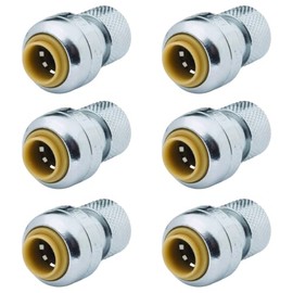SharkBite 1/4 Inch (3/8 Inch OD) x 3/8 Inch Compression Stop Valve Connector, Pack of 6, Push to Connect Brass Plumbing Fitting, PEX Pipe, Copper, CPVC, PE-RT, HDPE, U3523LF