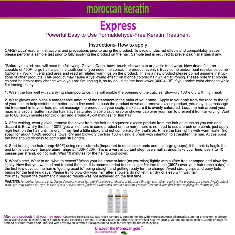 Moroccan Keratin Moroccan Keratin Express Smoothing Straightening Treatment Formaldehyde Free