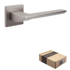 APECS Door Handles Interior Doors Modern Door Handle for Front Door and Interior Door with Square Rosettes Door Handle Niсkel Matt Handle Set with Mounting Material Door Fitting Model ELECTRA