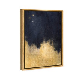 The Oliver Gal Artist Co. Abstract Framed Wall Art Canvas Prints 'Stars in The Night' Paint Home Décor, 20" x 30", Gold, Blue