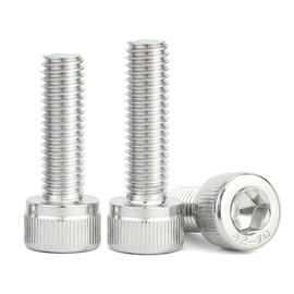 M6 - Tornillo de 20 mm, Cabeza de Casquillo, Métrico de Acero Inoxidable, Atornillado Hexagonal, Acabado Brillante, Rosca Gruesa de Máquina UNC, 50 Unidades
