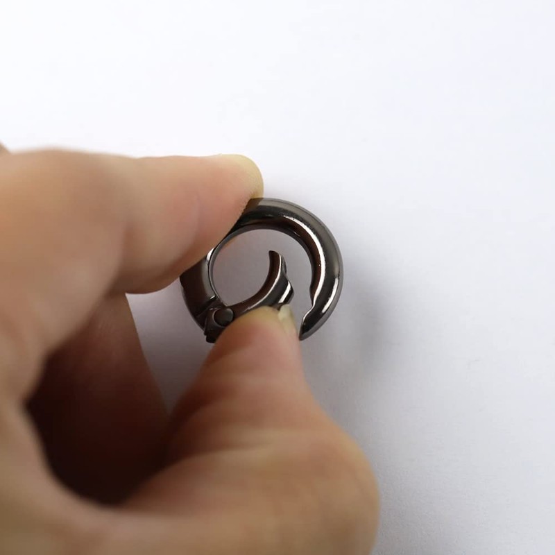2pcs Round Zinc Alloy Locking Carabiner 10mm O-Ring Spring Buckle