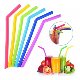 Veraly Paq. 6 Piezas Popote Silicona Frappe Ecológico Con Cepillo