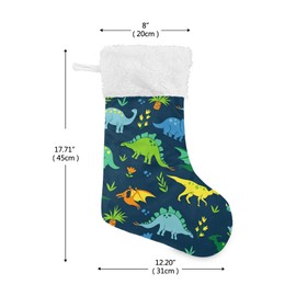 MCHIVER Dinosaur Colorful Christmas Stockings Classic Farmhouse Xmas Stocking 18inch Santa Stocking Decorations for Tree Fireplace Stairs Party