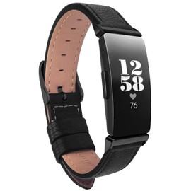 TUV PLNT Leather Bands Compatible with Inspire HR & Inspire & Inspire 2 Women Men, Accessories Strap Wrist Band Compatible with Inspire 2/ Inspire/Inspire HR (Black)