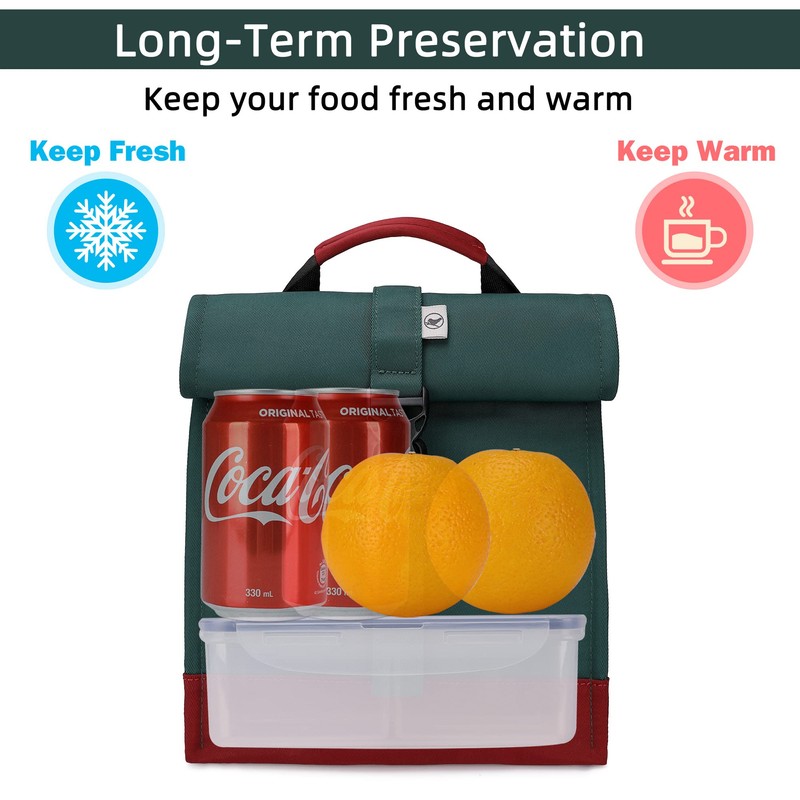 SUNNY BIRD Insulated Lunch Bag Rolltop Lunch Box Tote Lunchbox