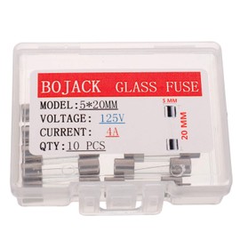 BOJACK 5x20 mm 4A 4 amp 125V 125 Volt 0.2x0.78 Inch F4AL125V Fast-Blow Glass Fuses(Pack of 10 Pcs)