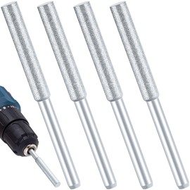 Isslly 4 Pack 5/32 Inch Diamond Chainsaw Sharpener Chainsaw Sharpener Burr Grinding File (Silver)
