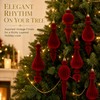 8 Pcs Burgundy Christmas Decorations, Finial Velvet Baubles Ornaments