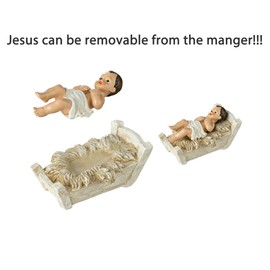 Glitzhome Christian Nativity Figurines Christmas Nativity Set Indoors, nacimiento de Jesus para Navidad, nacimientos de Navidad en, pesebres navideos,Miniatures Statue Jesus, White, 15" H