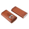 3 Finger Cigar Case Iron Cover Portable Soft Glossy Leather
