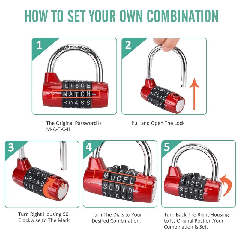 Gym Locker Lock,5 Letter Heavy Duty Alloy Padlock Password Sturdy