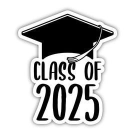 Class of 2025 Vinyl Sticker Graduation Cap Design (Black) 3-Inch