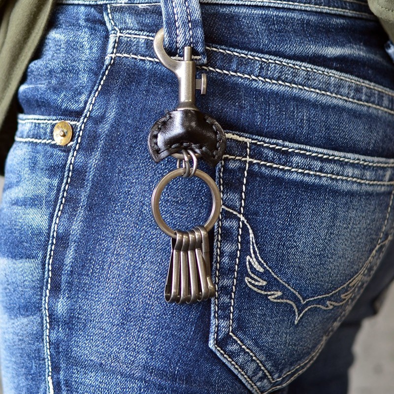 [BLUEVOGUE] 【REAL LEATHER】ビンテージ レザー キーホルダー バイカー 牛革 ;AMKH-035-CA